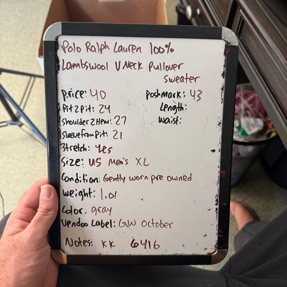 Polo Ralph Lauren 100% Lambswool V Neck Pullover Sweater US Men's XL - Picture 6 of 6